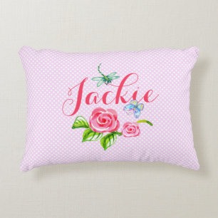 Rosa Schmetterling Natur Punkt Akzent Kissen