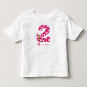 Rosa Schmetterling Personalisiert 2. Geburtstags-S Kleinkind T-shirt