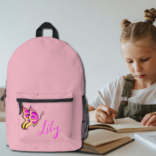 Rosa Schmetterling - personalisiert Bedruckter Rucksack