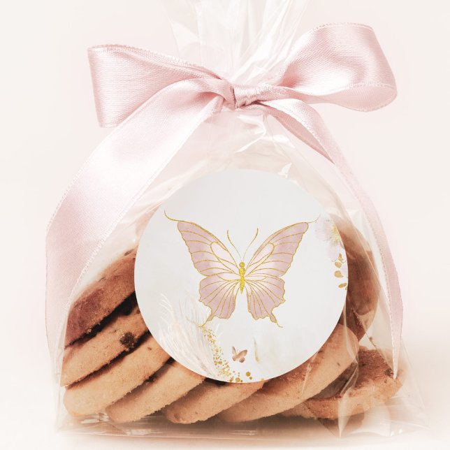 Rosa Schmetterling Runder Aufkleber (Von Creator hochgeladen)