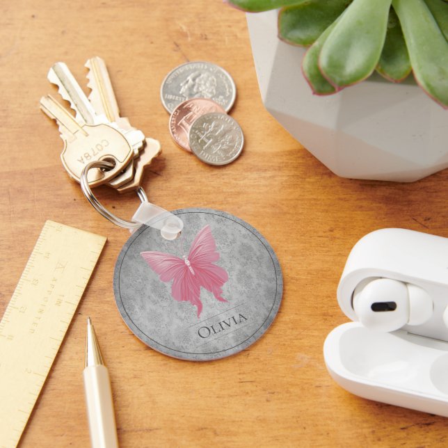 Rosa Schmetterling Schlüsselanhänger (Schreibtisch)