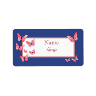 Rosa Schmetterlinge Adressaufkleber