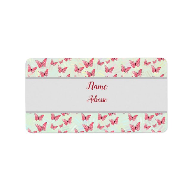 rosa Schmetterlinge Adressaufkleber (Vorne)