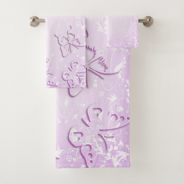 Rosa Schmetterlinge Badhandtuch Set (Insitu)
