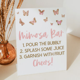 Rosa Schmetterlinge Brunch Mimosa Bar Sockelschild