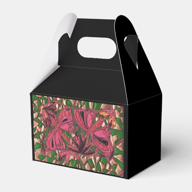 Rosa Schmetterlinge Geschenkschachtel (Vorderseite)