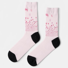 Rosa Schmetterlinge Herz und Blume Personalisiert Socken