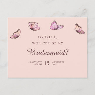 Rosa Schmetterlinge. Junggesellinnenabschiede Postkarte