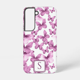 Rosa Schmetterlinge Moderne, elegante Monogramm Samsung Galaxy Hülle