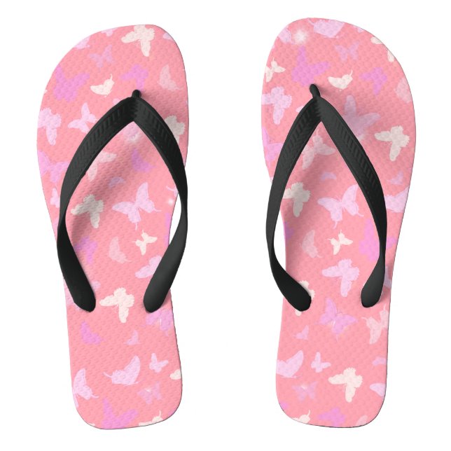 Rosa Schmetterlinge Nahtloses Muster Flip Flops (Fußbett)