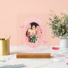 Rosa Schmetterlinge Quinceanera Acrylschild