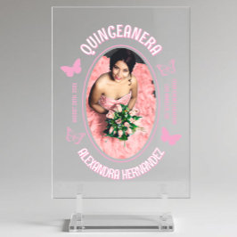 Rosa Schmetterlinge Quinceanera Acrylschild