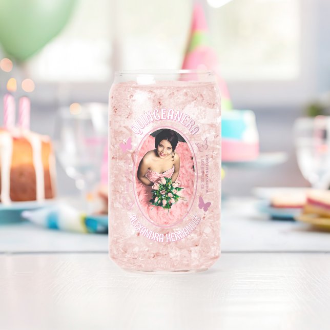 Rosa Schmetterlinge Quinceanera Dosenglas (Insitu (Geburtstag))
