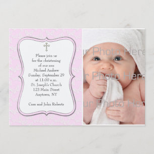 Rosa Schmetterlinge religiöse Fotokarte Einladung