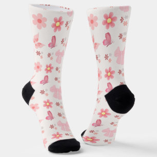 Rosa Schmetterlinge Socken