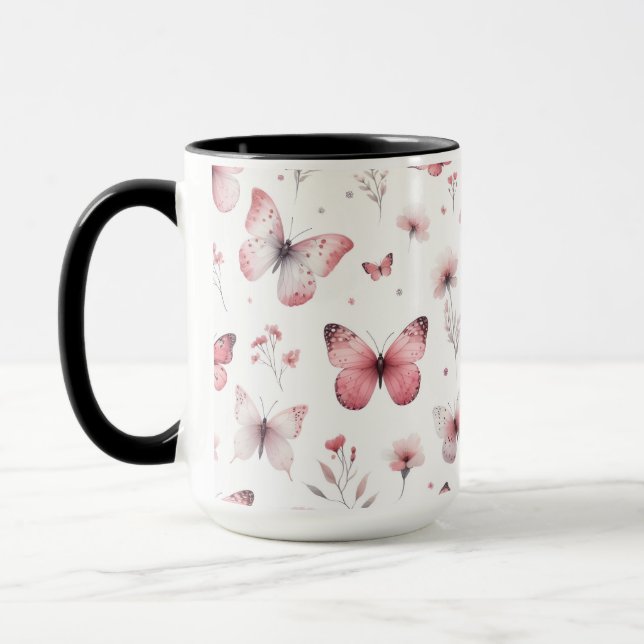 Rosa Schmetterlinge Tasse (Links)
