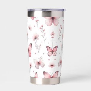 Rosa Schmetterlinge Thermobecher