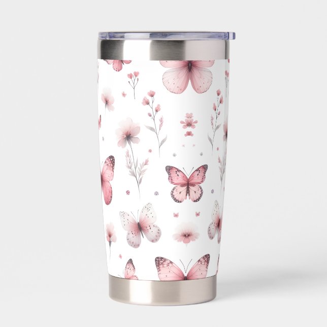 Rosa Schmetterlinge Thermobecher (Links)