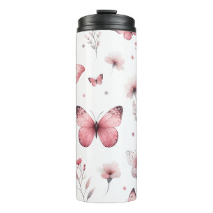 Rosa Schmetterlinge Thermosbecher