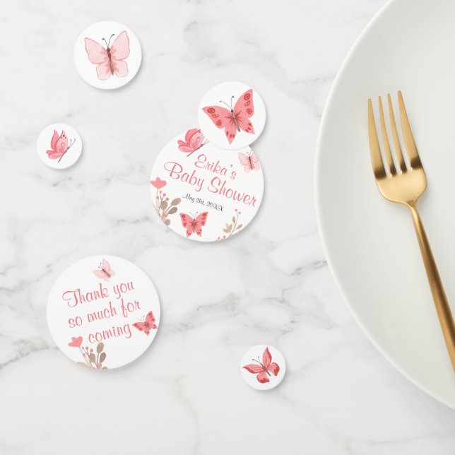 Rosa Schmetterlinge und Blume Kinderdusche Konfetti (Gruppe)