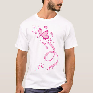 Rosa Schmetterlings-Band-Brustkrebs-Bewusstsein T-Shirt