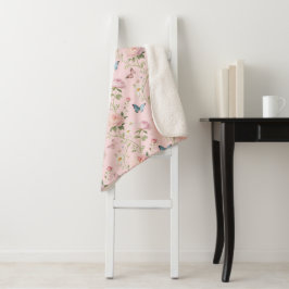 Rosa Schmetterlings-Blumen-Decke Sherpadecke