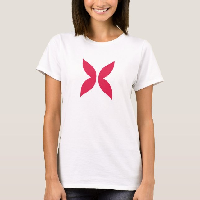 Rosa Schmetterlings-Buchstabe X Monogramm T-Shirt (Vorderseite)