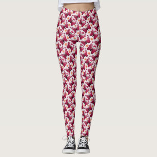 Rosa Schmetterlings-Kirsche Nahtloses Muster Leggings