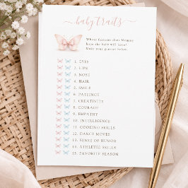 Rosa Schmetterlings-Mädchen-Baby-Shower-Spielkarte Einladung