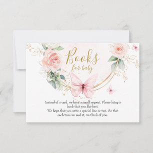 Rosa Schmetterlingsbücher für die Babykarte