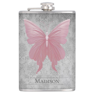 Rosa Schmetterlingsflasche Flachmann