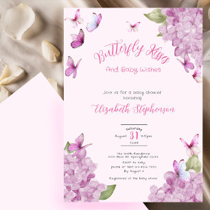 Rosa Schmetterlingsküsse Wasserfarbe Babyparty Einladung