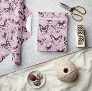 Rosa Schmetterlingsmuster-Geschenk Geschenkpapier