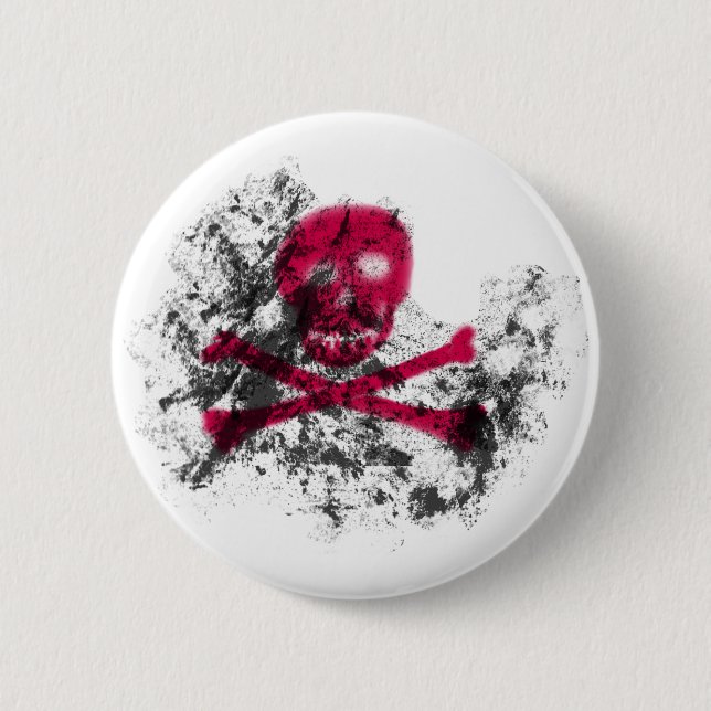 Rosa Schmutz-Schädel-Knopf Button (Vorderseite)