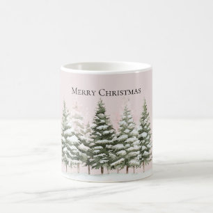 Rosa Schnee Weihnachtsbäume Kaffeetasse