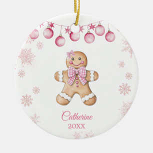 Rosa Schneeblatt Mädchen Kekse Geburtstag Keramik Ornament