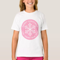 Rosa Schneeflocke Festlicher T - Shirt (Kind)