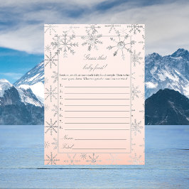 Rosa Schneeflocke Raten Sie, dass Baby Food Dusche Einladung