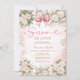 Rosa Schneeflocke Schnee in Liebe Winter Brautpart Einladung