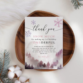 Rosa Schneeflocken 1. Geburtstag Dankeskarte