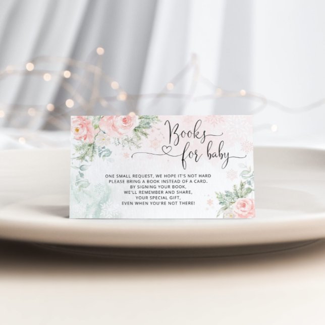 Rosa Schneeflocken Bücher für Babytickets Begleitkarte (Von Creator hochgeladen)