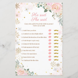 Rosa Schneeflocken Floral Er sagte, "Games Card"