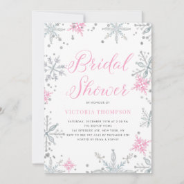 Rosa Schneeflocken Glitzer Winter Brautparty Einladung