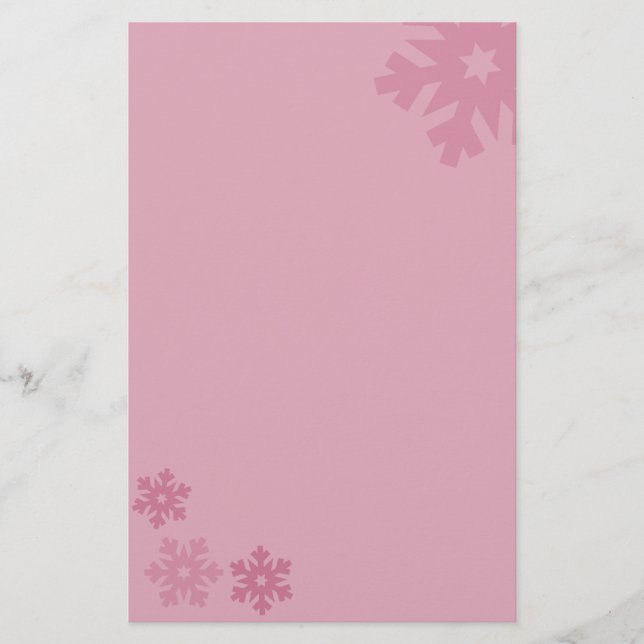 Rosa Schneeflocken im rosa Hintergrund Briefpapier (Vorderseite)