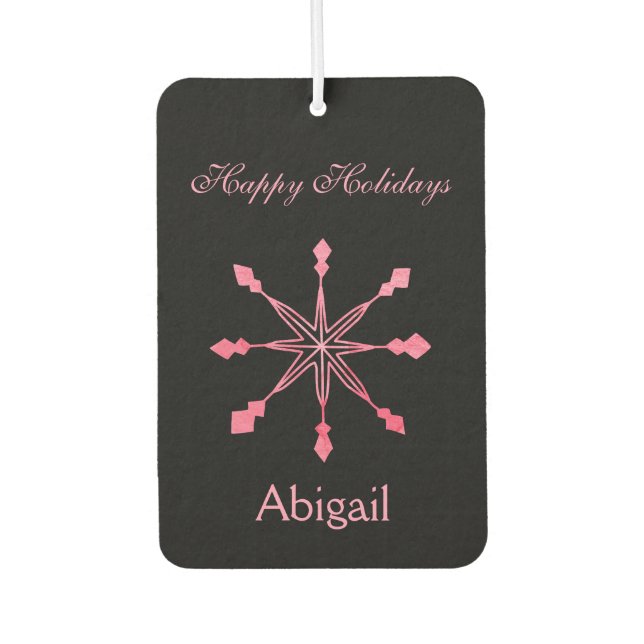 Rosa Schneeflocken im schwarzen Hintergrund Autolufterfrischer (Vorderseite)