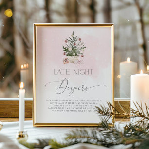 Rosa Schneeflocken Späte Nacht Windeln Poster