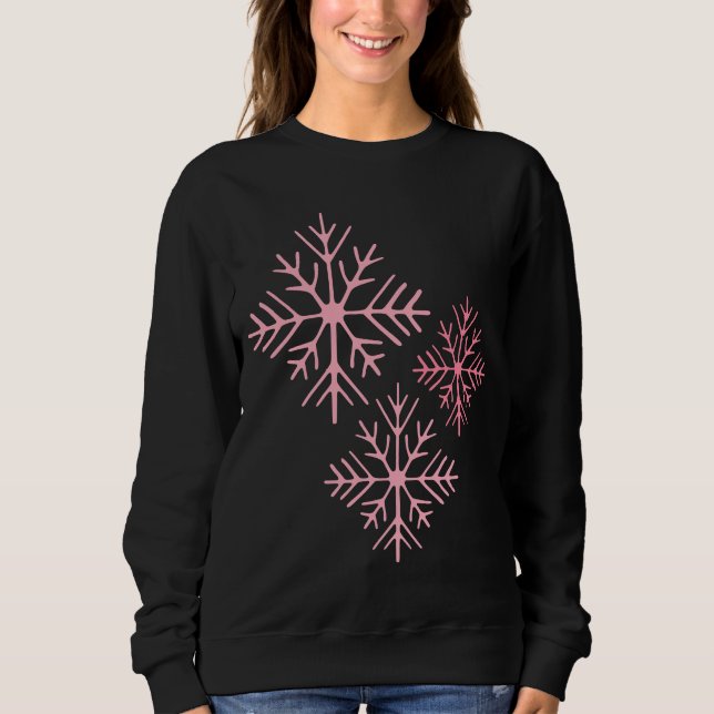 Rosa Schneeflocken-Sweatshirt Sweatshirt (Vorderseite)