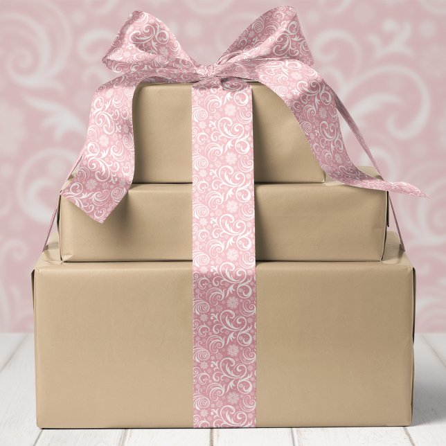 Rosa Schneeflocken und Wirbel Weihnachten Satinband (Von Creator hochgeladen)