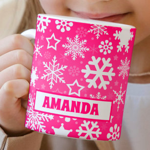 Rosa Schneeflocken Weihnachten Kinder Heiße Schoko Kaffeetasse