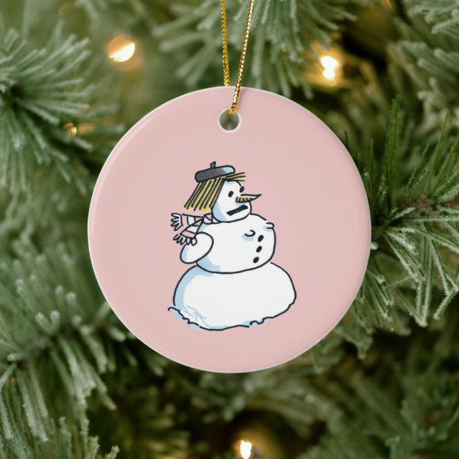 Rosa Schneefrau Keramik Weihnachtsschmuck (Baum)